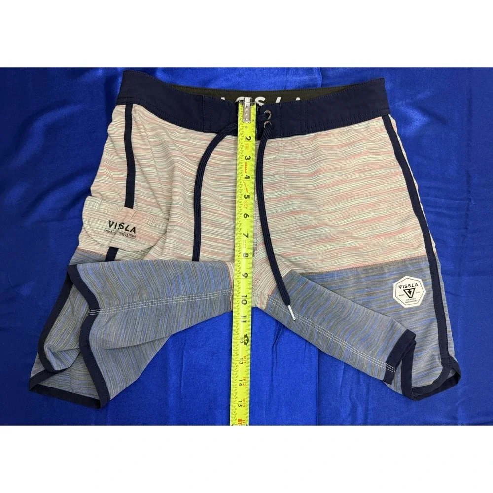 Vissla Men's Size 27 Blue Striped Board Shorts Swim Trunks Surfer Surfwear Beach